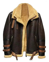 Ronald Double Belted Cuffs Collar Brown Shearling Jacket The Leather Fit
