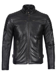 Felix Men's Black Biker Style Leather Jacket The Leather Fit