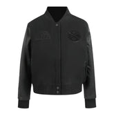 Denver Nuggets Triple Black Varsity Wool-Leather Jacket The Leather Fit