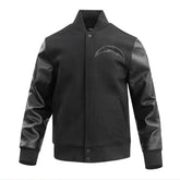 LA Chargers Triple Black Varsity Wool-Leather Jacket The Leather Fit