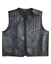 Men’s Black Embossed Biker Leather Vest The Leather Fit