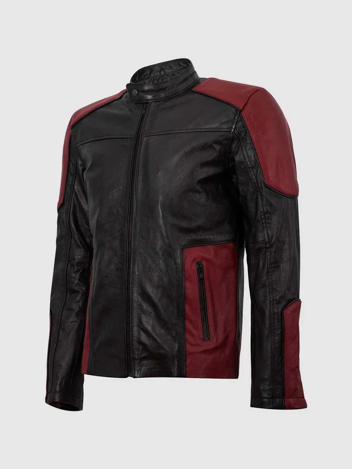 Black & Red Cafe Racer Jacket The Leather Fit