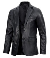 Mens Real Lambskin Black Leather Blazer The Leather Fit