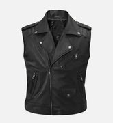 Men’s Road Sovereign Black Leather Vest The Leather Fit