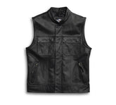 Men’s Foster Black Leather Vest The Leather Fit