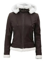 Jasmine Dark Brown Jacket with hood The Leather Fit