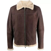 Mens Brown Suede Jacket With Sherpa Collar The Leather Fit