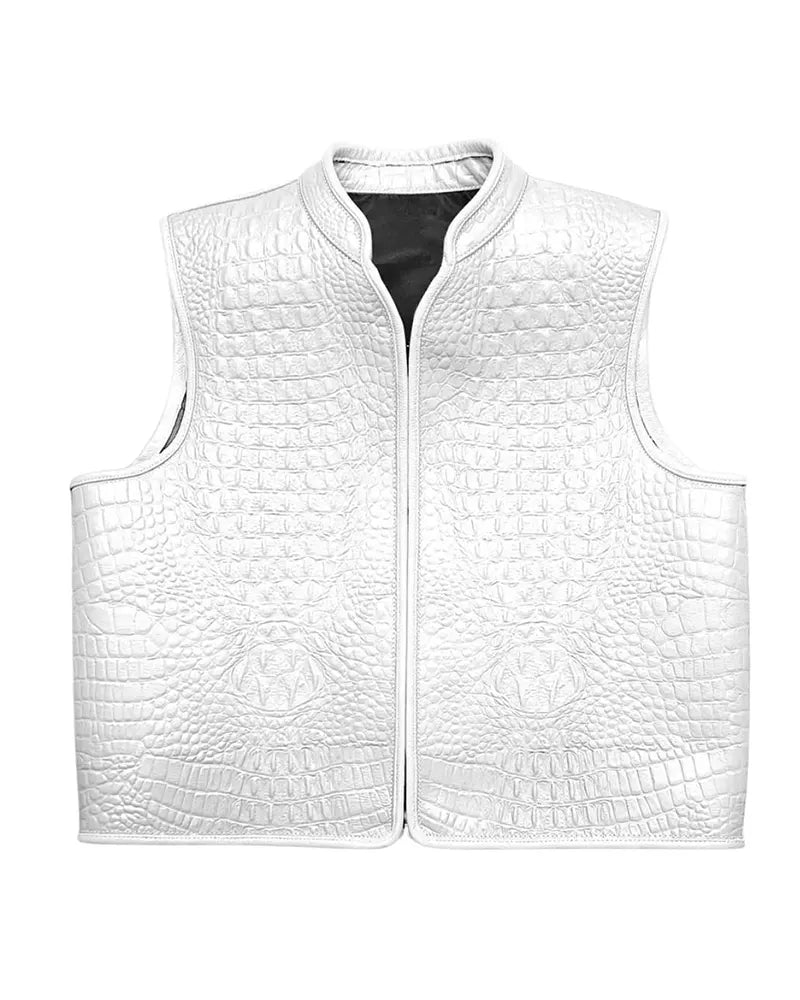 Men’s Premium White Leather Biker Vest The Leather Fit