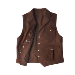 Men Brown Multi Pocket Style Leather Vest The Leather Fit