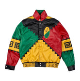 Pan African Colors Handmade Leather Jacket Zig Zag Hip Hop Heritage Style - The Leather Fit