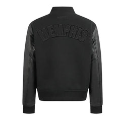 Memphis Grizzlies Triple Black Varsity Wool-Leather Jacket The Leather Fit