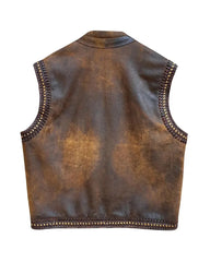 Mens Distressed Brown Leather Vest The Leather Fit