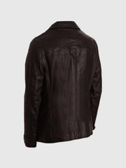 4 Button Brown Leather Coat The Leather Fit