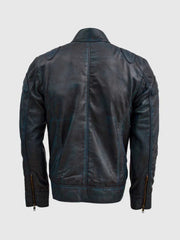 Waxed Blue Leather Jacket The Leather Fit