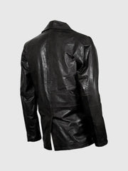 3 Button Black Leather Blazer The Leather Fit