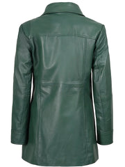 Kandis Women's Green Real Leather Car Coat The Leather Fit