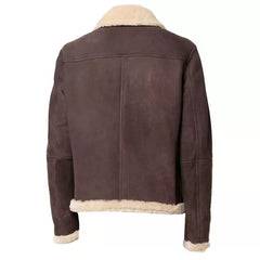 Mens Brown Suede Jacket With Sherpa Collar The Leather Fit