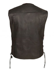 Mens Black Genuine Leather Vest with Red Lining The Leather Fit