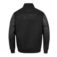 Houston Texans Triple Black Varsity Wool-Leather Jacket The Leather Fit