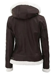 Jasmine Dark Brown Jacket with hood The Leather Fit