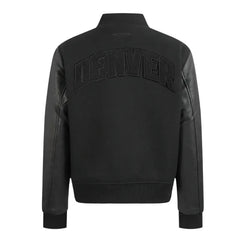 Denver Nuggets Triple Black Varsity Wool-Leather Jacket The Leather Fit