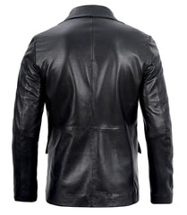Mens Real Lambskin Black Leather Blazer The Leather Fit