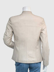 Slim Fit Cream Leather Jacket The Leather Fit