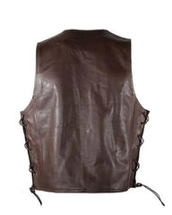 Men’s Dark Brown Leather Motorcycle Vest The Leather Fit
