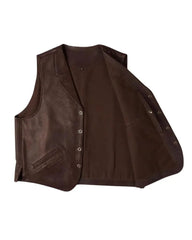 Men’s Western Style Brown Leather Vest The Leather Fit