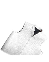 Men’s Premium White Leather Biker Vest The Leather Fit