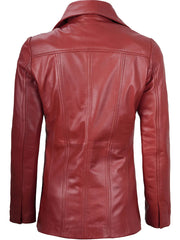 Women's Red Real Leather Blazer Jacket The Leather Fit