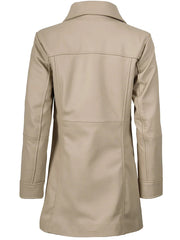 Kandis Women's Biege Real Leather Car Coat The Leather Fit