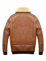 Samuel Tan Brown Shearling SF Bomber Leather Jacket The Leather Fit