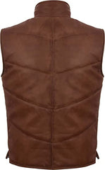 Men’s Brown Puffer Leather Vest The Leather Fit
