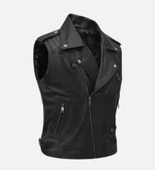 Men’s Road Sovereign Black Leather Vest The Leather Fit