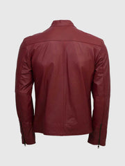 Maroon Leather Belted Jacket The Leather Fit