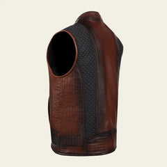 Men’s Brown Ovine contrasting leather Vest The Leather Fit