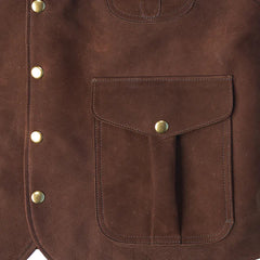 Men Brown Multi Pocket Style Leather Vest The Leather Fit