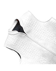 Men’s Premium White Leather Biker Vest The Leather Fit