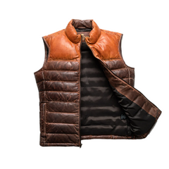Men’s Bridger Leather Down Puffer Vest The Leather Fit