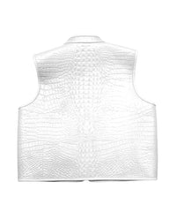 Men’s Premium White Leather Biker Vest The Leather Fit