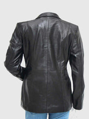 3 Button Black Leather Blazer The Leather Fit