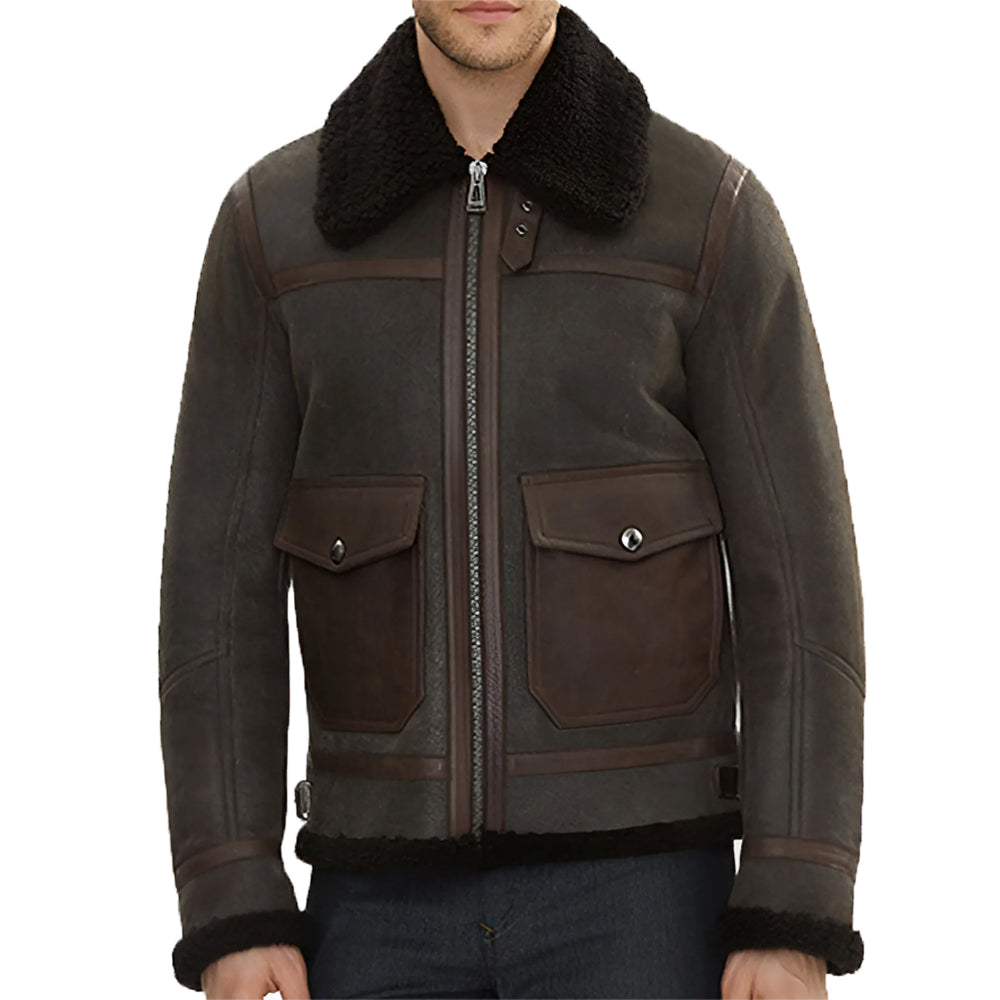 Alberto Men’s Brown B-6 Bomber Leather Jacket The Leather Fit