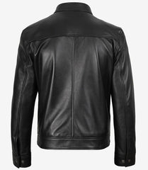 Men's Black Cafe Racer Style Real Leather Jacket The Leather Fit