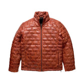 Classic Brown Leather Light Down Jacket The Leather Fit
