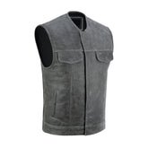 Grey Motorcycle Leather Vest The Leather Fit