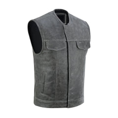 Grey Motorcycle Leather Vest The Leather Fit