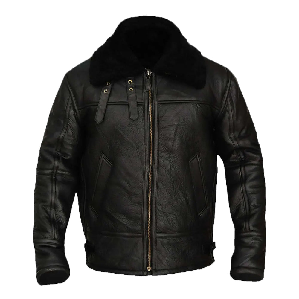 Hardy B-3 Shearling Black Leather Aviator Jacket The Leather Fit