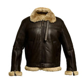 Jones Men’s Brown B-3 Bomber Leather Jacket The Leather Fit
