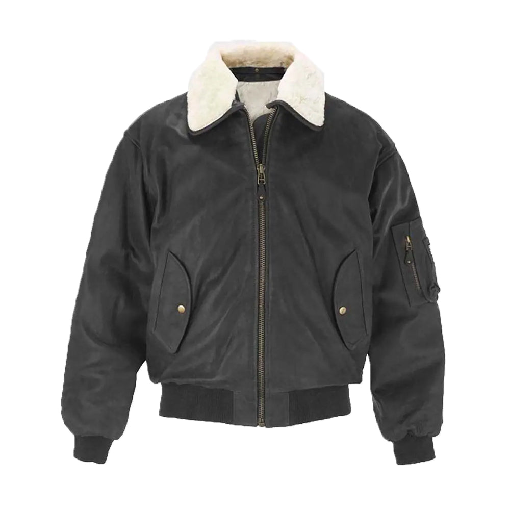 Kurt Men’s Black Bomber Leather Jacket The Leather Fit